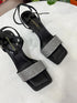 Ankle Buckle Strap Rhinestones Embedded Heels